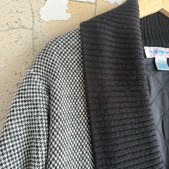 Vtg 80s Cardigan Jacket Fair Isle Knit Bomber Wool Blend Shawl Collar Women's S - Picture 3 of 8